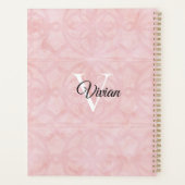 Poeder Roze Batik Elegant Monogram Naam Planner (Achterkant)