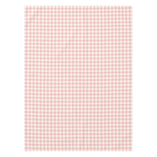 Poeder Roze Gingham Cotton Tablecloth Tafelkleed (Voorkant)