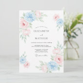 Poeder Roze Korenbloem Bloemblad Bruiloft Kaart (Staand voorkant)