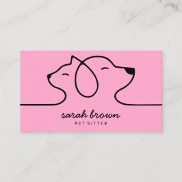 Poeder Roze Lineair Logo Hond Kat Huisdier Visitekaartje