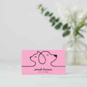 Poeder Roze Lineaire Logo Dog Kat Pet Visitekaartje (Staand voorkant)