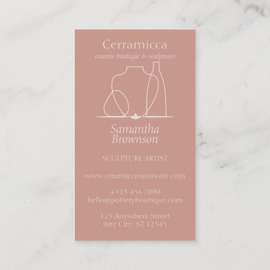Poeder roze Pottery Vase Ceramic Clay Instructions Visitekaartje (Achterkant)
