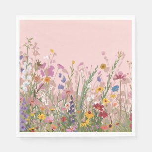 Poeder roze vriend & wilde bloemen servet