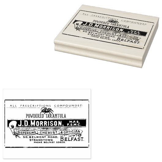 Poeder Tarantula apotheek label Rubberstempel (Gestempeld)