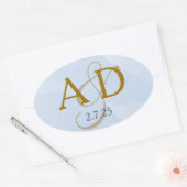 Poederblauw Aquarel Monogram Label (Envelop)