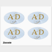 Poederblauw Aquarel Monogram Label (Vel)