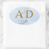 Poederblauw Aquarel Monogram Label (Tas)