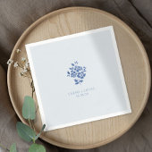 Poederblauw Bloemen Monogrammed Huwelijk Servet