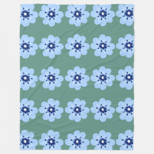 Poederblauw bloempatroon fleece deken