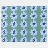 Poederblauw bloempatroon fleece deken (Voorkant (Horizontaal))