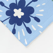 Poederblauw bloempatroon fleece deken (Hoek)