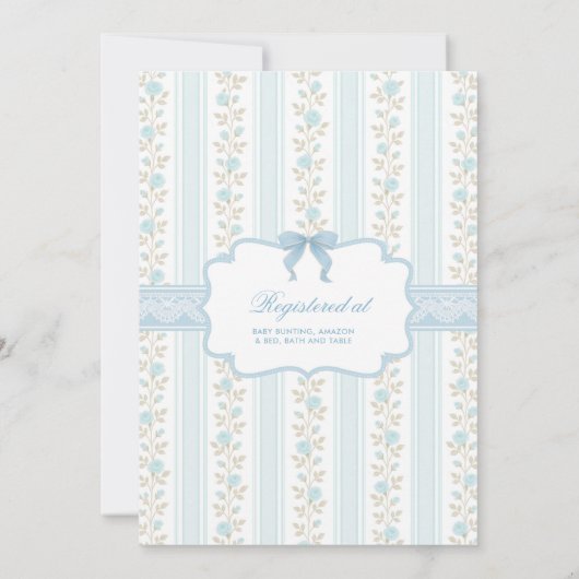  Poederblauw Bow Boy Baby shower Kaart (Achterkant)