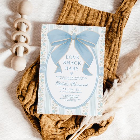  Poederblauw Bow Boy Baby shower Kaart