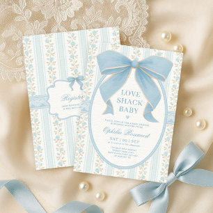 Poederblauw Bow Boy Baby shower Kaart