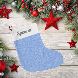 Poederblauw Doodle Kerst Sleigh Patroon Grote Kerstsok