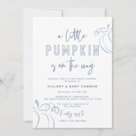 Poederblauw Een beetje pompoen Baby shower Kaart