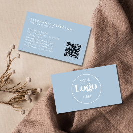 Poederblauw Elegant Maatwerk Bedrijfslogo QR-code Visitekaartje
