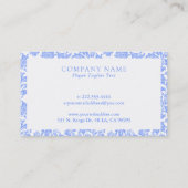 Poederblauw en witte bloemendamas patroon visitekaartje (Achterkant)