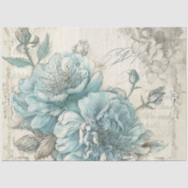 Poederblauw  geïnspireerde bloemdecoupage tissuepapier