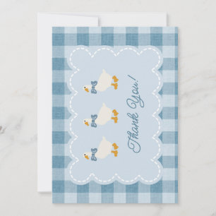 Poederblauw Gingham Gans Baby Shower Dankjewel Bedankkaart