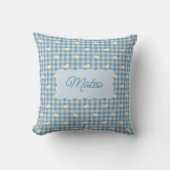 Poederblauw Gingham Gans Buffalo Check Aangepaste Kussen (Voorkant)
