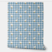 Poederblauw Gingham Gans Buffalo Rut Kinderkamer Behang (Afrollen)