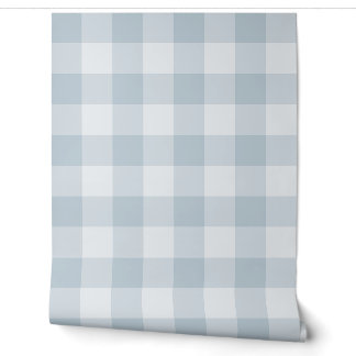 Poederblauw groot geruit gingham behang