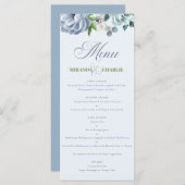 Poederblauw Huwelijk Eenvoudig Menu (Voorkant / Achterkant)