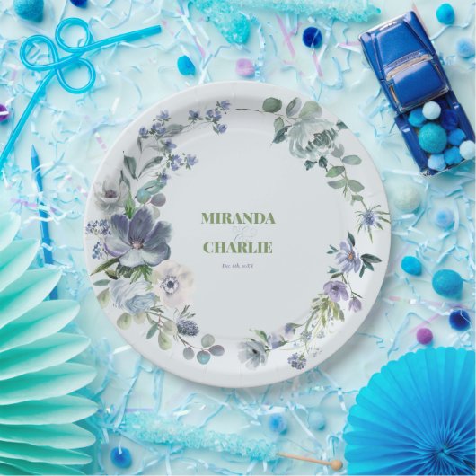 Poederblauw Huwelijkspapier Bord (Feest)