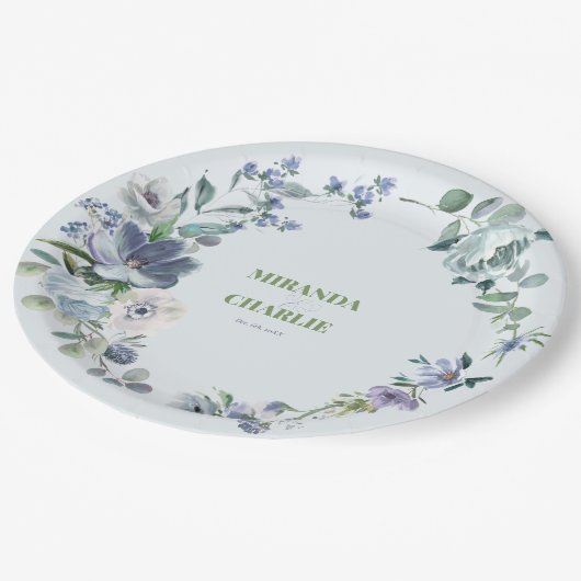 Poederblauw Huwelijkspapier Bord (Gekanteld)