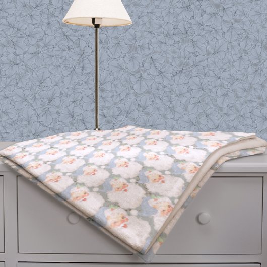 Poederblauw  Kerstman Winking Christmas Fleece Deken