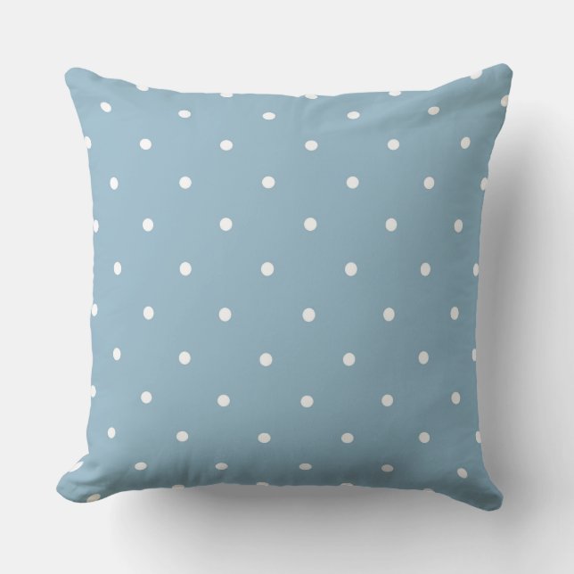 Poederblauw met witte stippen kussen (Voorkant)