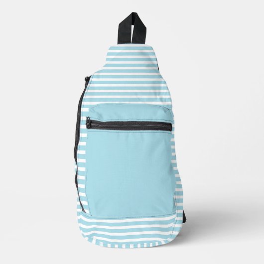 Poederblauw met witte strepen sling bag (Voorkant)