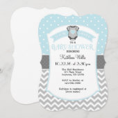 Poederblauw Polka Dot Chevron Baby shower Uitnodig Kaart (Voorkant / Achterkant)