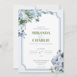 Poederblauw Winter Huwelijksuitnodiging Kaart