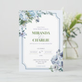 Poederblauw Winter Huwelijksuitnodiging Kaart (Staand voorkant)