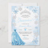Poederblauw Winter Wonderland Quinceanera Kaart (Voorkant)