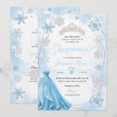 Poederblauw Winter Wonderland Quinceanera Kaart (Voorkant / Achterkant)