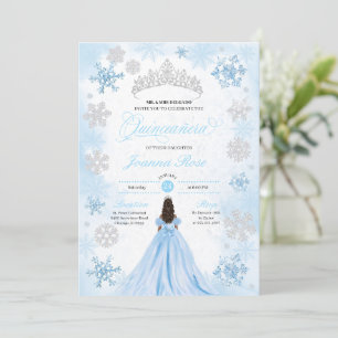 Poederblauw Winter Wonderland Quinceanera Kaart