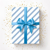 Poederblauw Wit Strepen Patroon Cadeaupapier