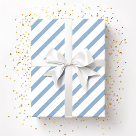 Poederblauw Wit Strepen Patroon Cadeaupapier