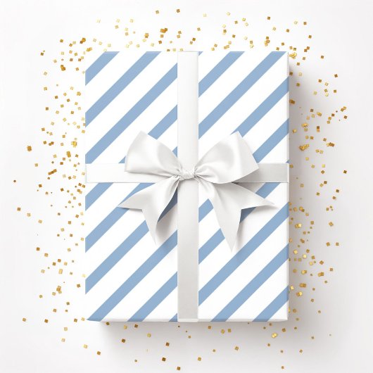 Poederblauw Wit Strepen Patroon Cadeaupapier