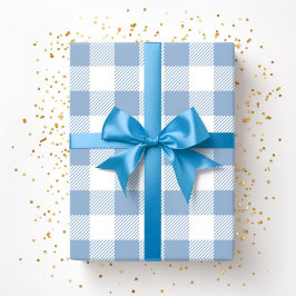 Poederblauw Witte Geruite Patroon Cadeaupapier