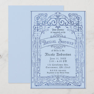 Poederblauw Witte Vintage Victoriaanse Bruidsdouch Kaart