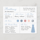 Poederblauw Zilver Bruidsmeisje Informatie Kaart (Voorkant)