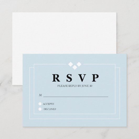 Poederblauwe antwoordkaart RSVP kaartje (Voorkant / Achterkant)