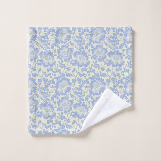 Poederblauwe bloemen op ivoor bad handdoek (Wasdoekje)