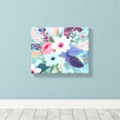 Poederblauwe bloesem canvas afdruk (Insitu (Houten vloer))