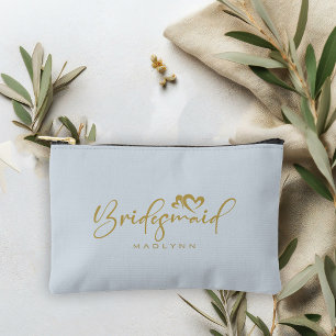 Poederblauwe Bruidsmeisje Script Naam Cosmetisch C Etui
