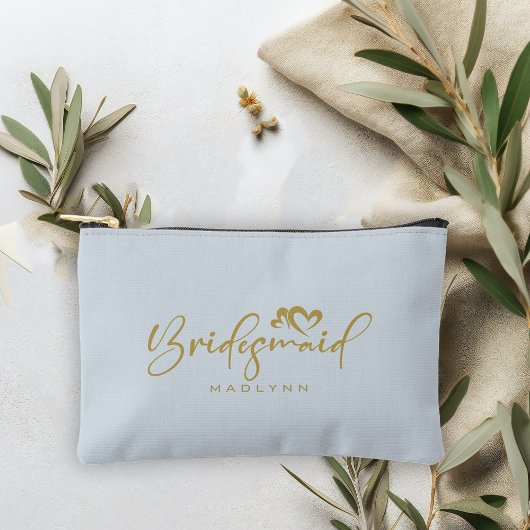 Poederblauwe Bruidsmeisje Script Naam Cosmetisch C Etui